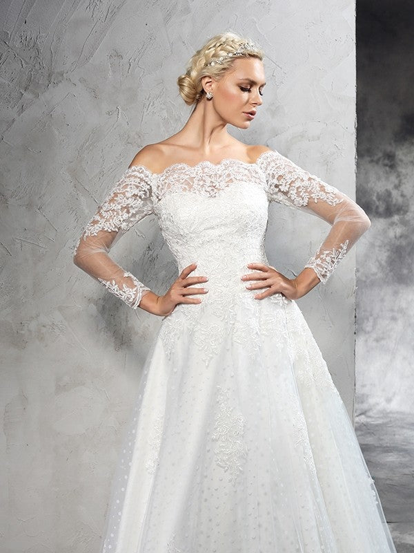 Ball Gown Lace Long Sleeve Wedding Gown - Chloe Dress