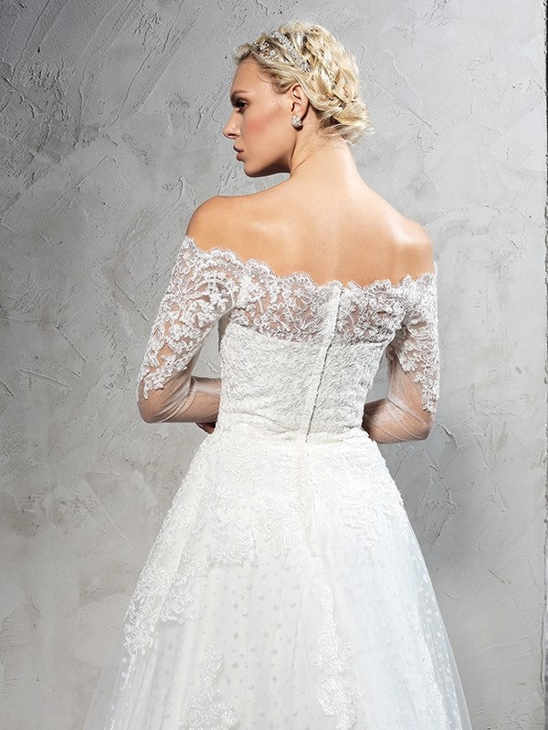 Ball Gown Lace Long Sleeve Wedding Gown - Chloe Dress