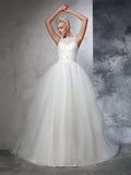 Ball Gown Sleeveless Applique Tea-Length Wedding Gown - Chloe Dress
