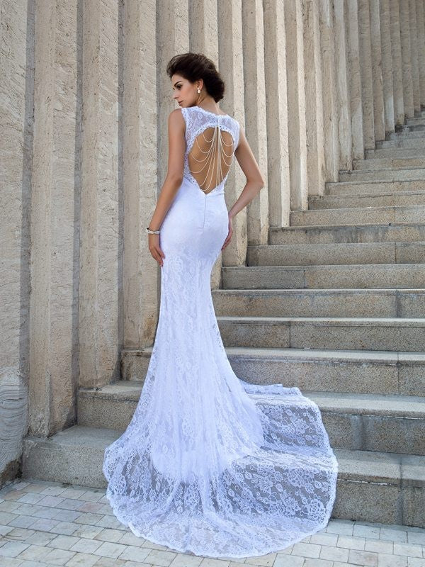 Sheath Lace Sleeveless Wedding Dress - Chloe Dress