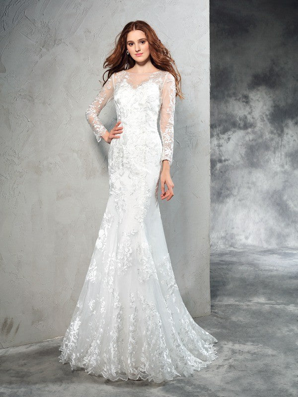 Sheath Lace Long Sleeve Wedding Dress - Chloe Dress