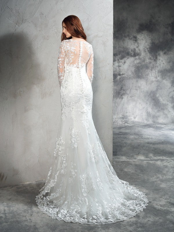 Sheath Lace Long Sleeve Wedding Dress - Chloe Dress