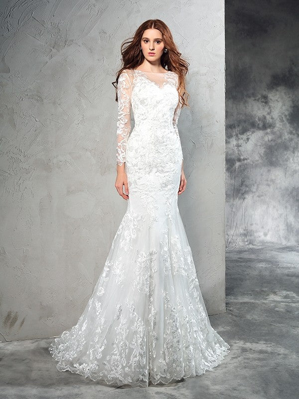 Sheath Lace Long Sleeve Wedding Dress - Chloe Dress