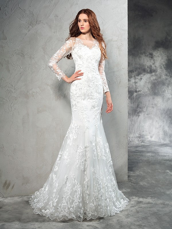 Sheath Lace Long Sleeve Wedding Dress - Chloe Dress