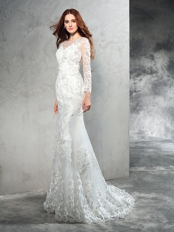 Sheath Lace Long Sleeve Wedding Dress - Chloe Dress