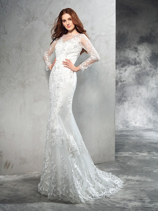 Sheath Lace Long Sleeve Wedding Dress - Chloe Dress