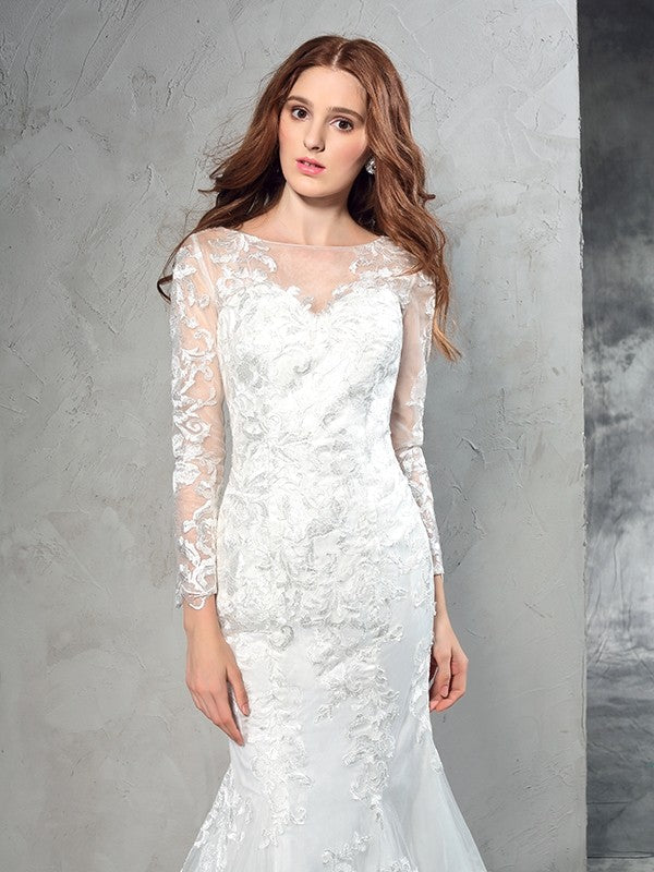 Sheath Lace Long Sleeve Wedding Dress - Chloe Dress