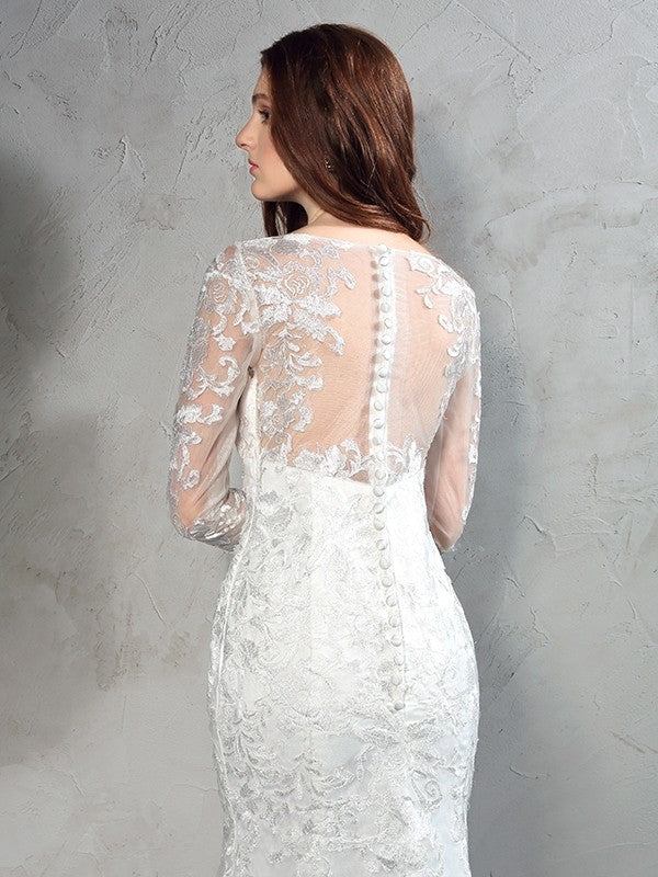 Sheath Lace Long Sleeve Wedding Dress - Chloe Dress