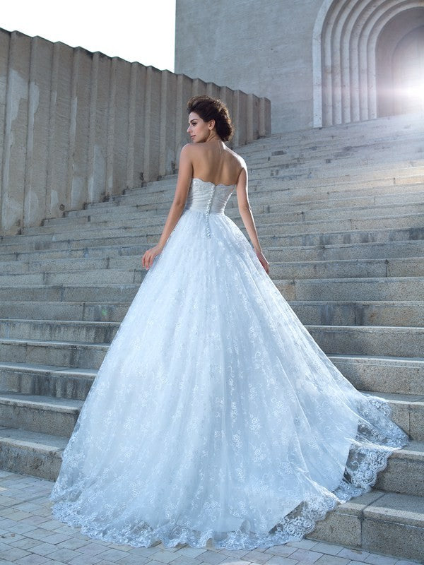 Ball Gown Sweetheart Lace Sleeveless Wedding Gown - Chloe Dress