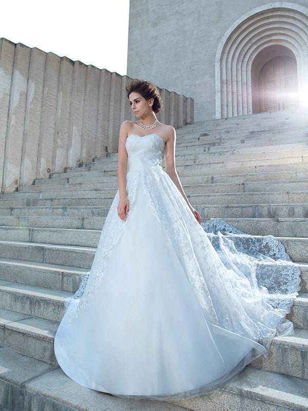 Ball Gown Sweetheart Lace Sleeveless Wedding Gown - Chloe Dress