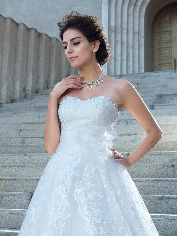 Ball Gown Sweetheart Lace Sleeveless Wedding Gown - Chloe Dress