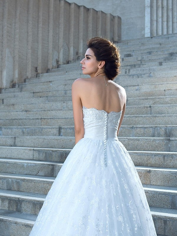 Ball Gown Sweetheart Lace Sleeveless Wedding Gown - Chloe Dress