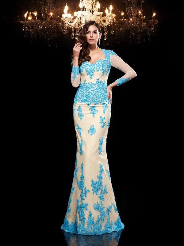 Mermaid Sweetheart Three-Quarter Sleeve Applique Dress - Chloe Dress