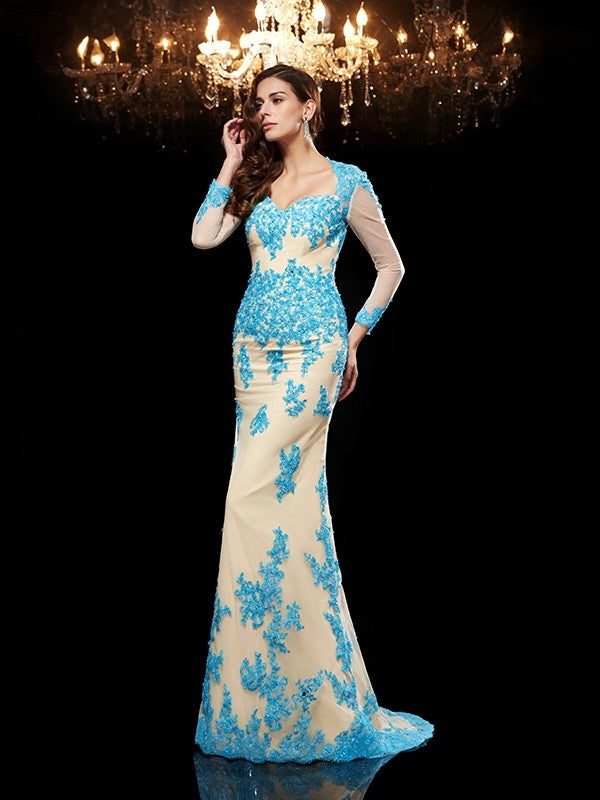 Mermaid Sweetheart Three-Quarter Sleeve Applique Dress - Chloe Dress