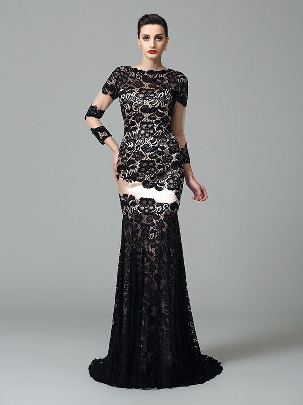 Sheath High Neck Satin Three-Quarter Sleeve Dress - Chloe Dress