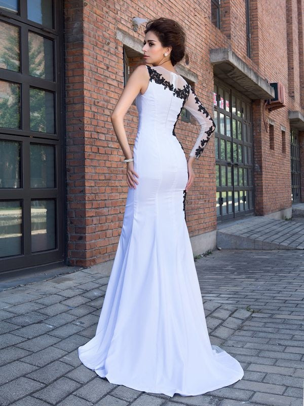 Mermaid Chiffon Long Sleeve Applique Dress - Chloe Dress