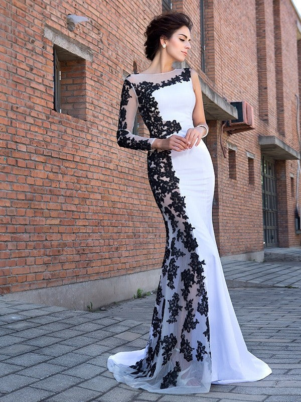 Mermaid Chiffon Long Sleeve Applique Dress - Chloe Dress