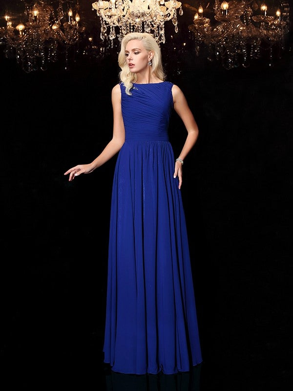 A-Line Chiffon Sleeveless Rhinestone Tea-Length Dress - Chloe Dress