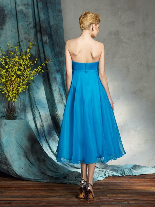 A-Line Strapless Organza Sleeveless Applique Mini Dress - Chloe Dress