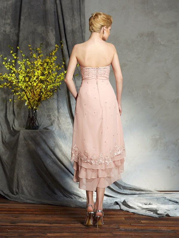 A-Line Strapless Chiffon Sleeveless Applique Mini Dress - Chloe Dress