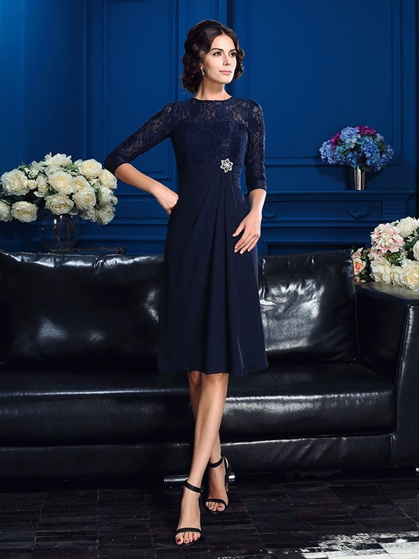 A-Line Chiffon Three-Quarter Sleeve Mini Dress - Chloe Dress
