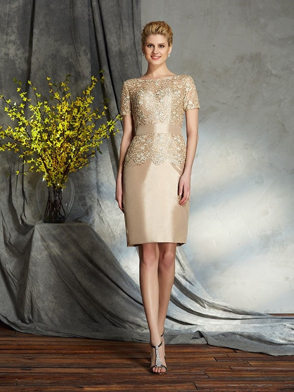 Sheath Short Sleeve Applique Mini Dress - Chloe Dress