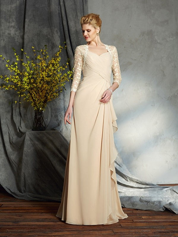 A-Line Sweetheart Chiffon Three-Quarter Sleeve Dress - Chloe Dress