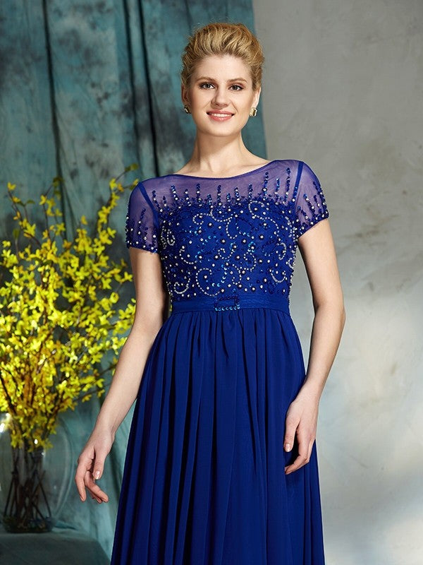 A-Line Chiffon Short Sleeve Mini Dress - Chloe Dress