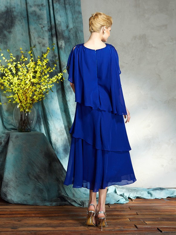 A-Line Chiffon Sleeveless Applique Tea-Length Dress - Chloe Dress