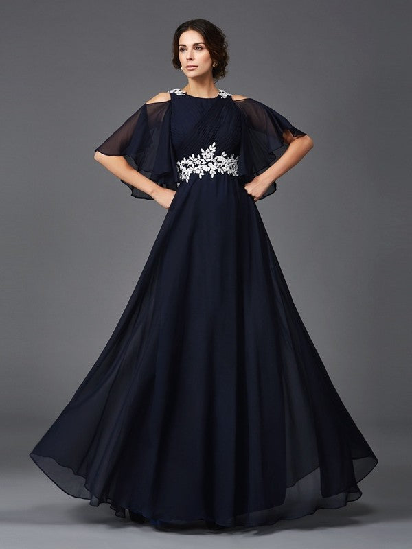 A-Line Chiffon Applique Dress - Chloe Dress