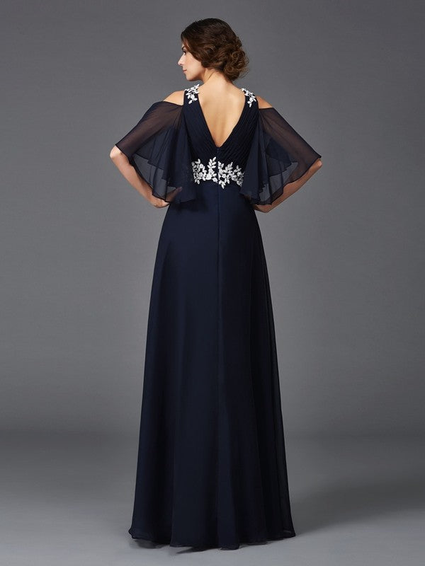 A-Line Chiffon Applique Dress - Chloe Dress