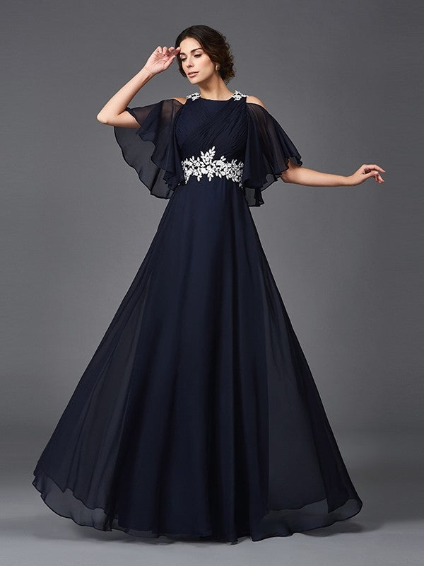 A-Line Chiffon Applique Dress - Chloe Dress