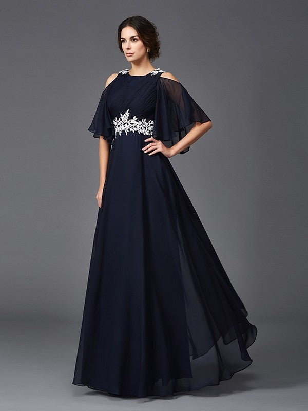 A-Line Chiffon Applique Dress - Chloe Dress
