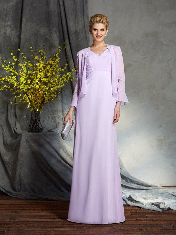 Sheath V-Neck Chiffon Sleeveless Applique Dress - Chloe Dress