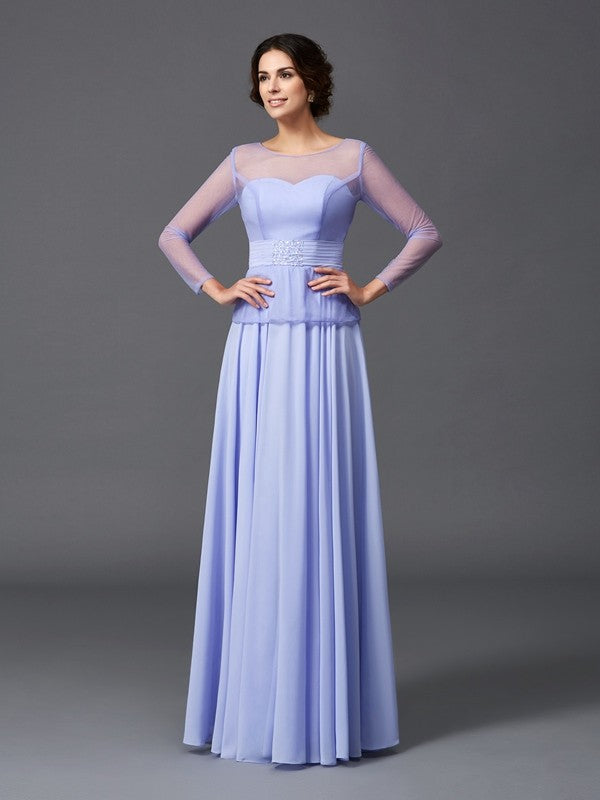 A-Line Chiffon Long Sleeve Ruffled Dress - Chloe Dress