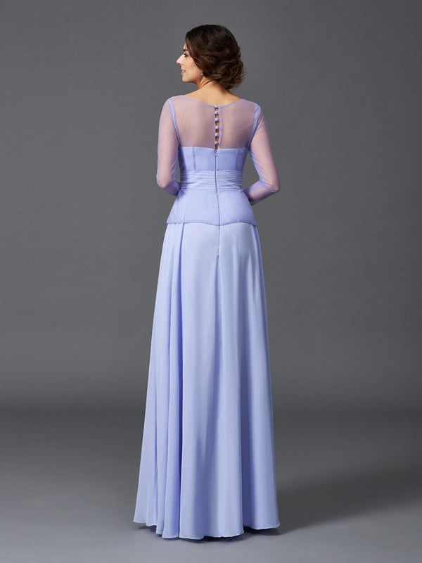 A-Line Chiffon Long Sleeve Ruffled Dress - Chloe Dress