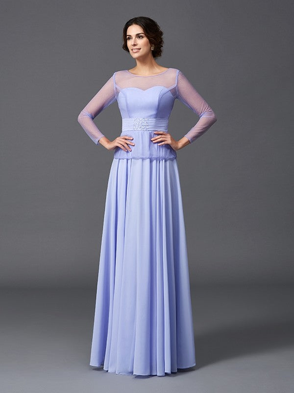 A-Line Chiffon Long Sleeve Ruffled Dress - Chloe Dress