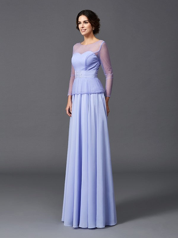 A-Line Chiffon Long Sleeve Ruffled Dress - Chloe Dress
