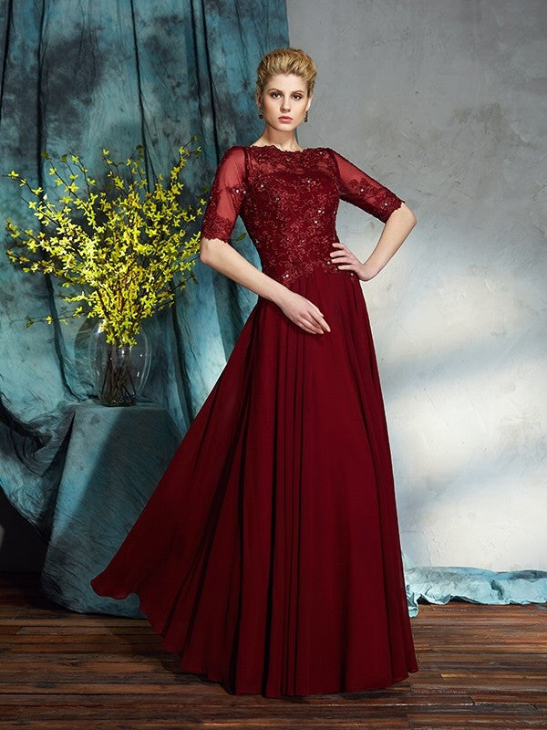 A-Line Chiffon Applique Tea-Length Dress - Chloe Dress