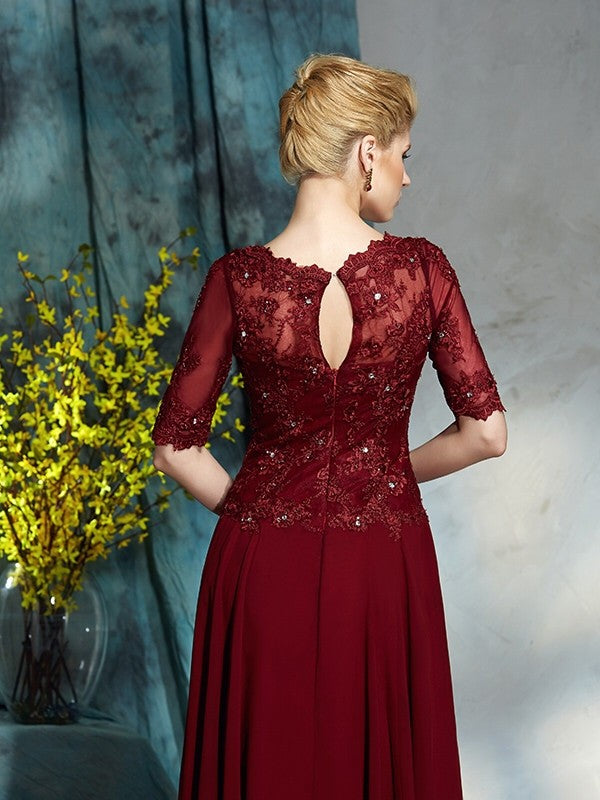 A-Line Chiffon Applique Tea-Length Dress - Chloe Dress
