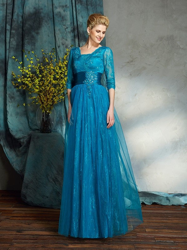 A-Line V-Neck Three-Quarter Sleeve Applique Dress - Chloe Dress
