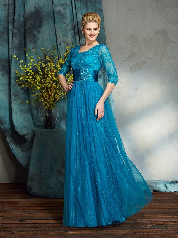 A-Line V-Neck Three-Quarter Sleeve Applique Dress - Chloe Dress