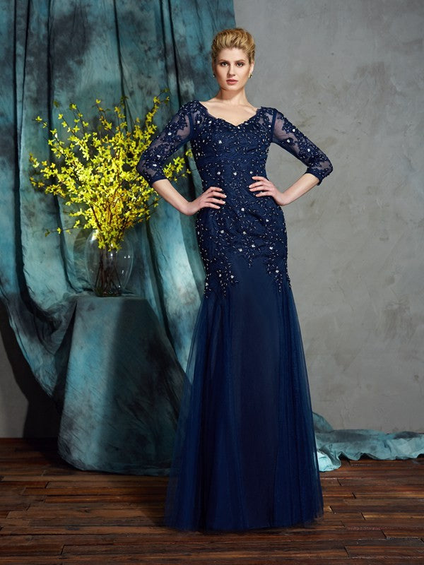 Sheath V-Neck Three-Quarter Sleeve Applique Dress - Chloe Dress