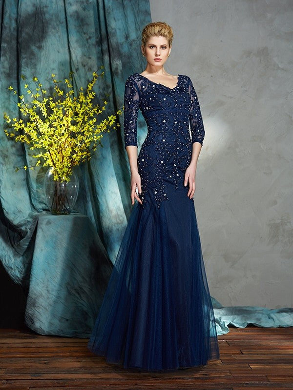 Sheath V-Neck Three-Quarter Sleeve Applique Dress - Chloe Dress