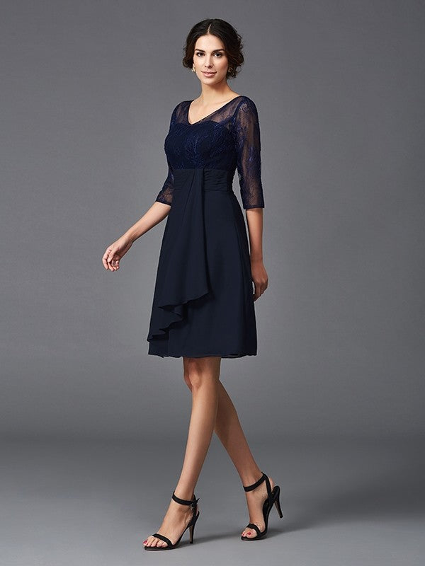 A-Line V-Neck Chiffon Mini Dress - Chloe Dress