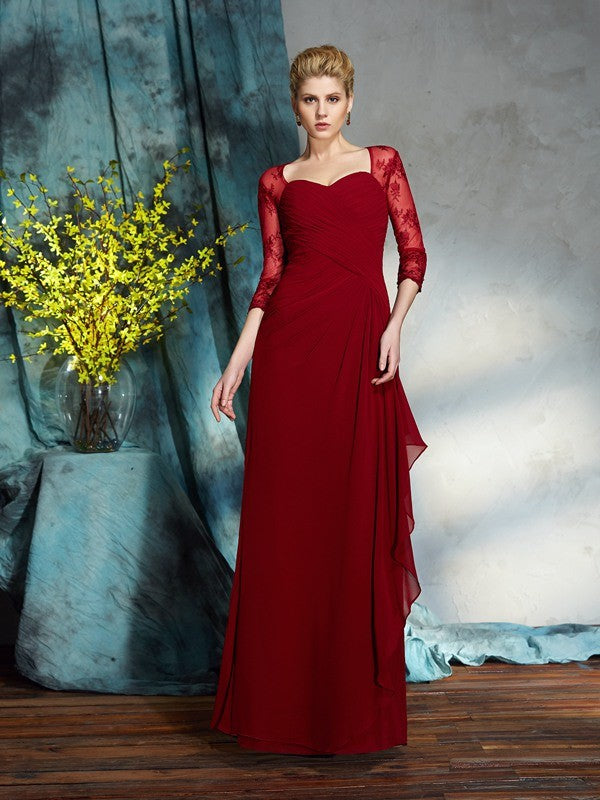 Sheath Sweetheart Chiffon Three-Quarter Sleeve Dress - Chloe Dress