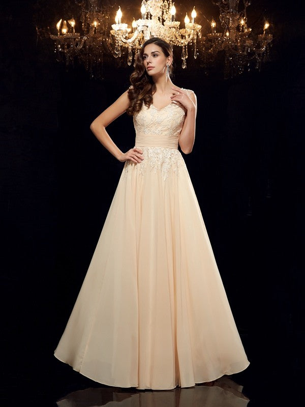 A-Line Chiffon Sleeveless Applique Dress - Chloe Dress