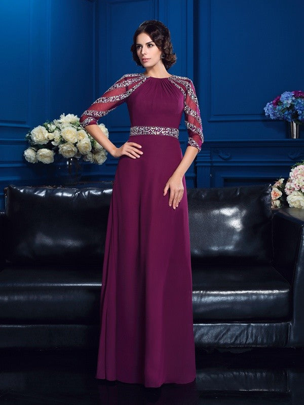 A-Line Chiffon Three-Quarter Sleeve Dress - Chloe Dress
