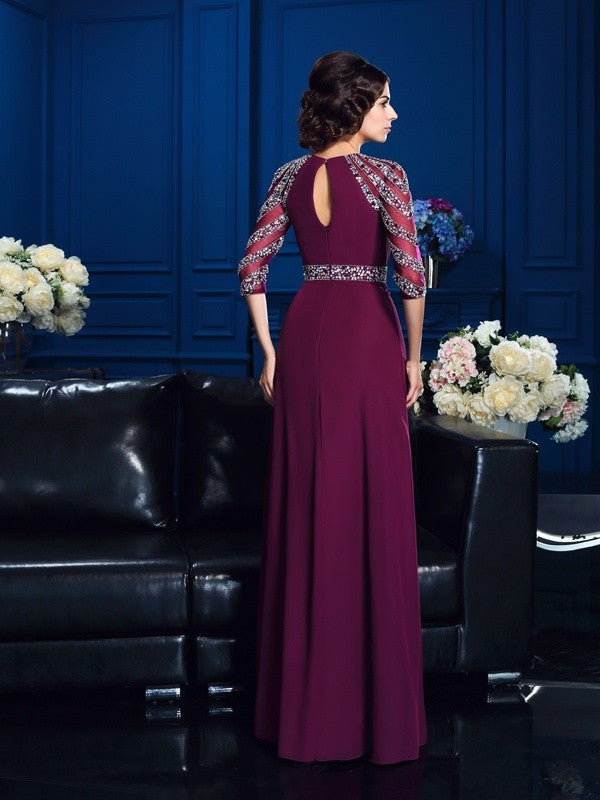 A-Line Chiffon Three-Quarter Sleeve Dress - Chloe Dress