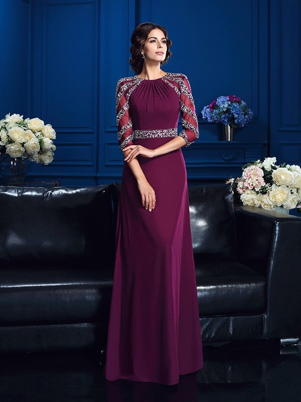 A-Line Chiffon Three-Quarter Sleeve Dress - Chloe Dress